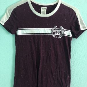VS PINK burgundy shirt with white
